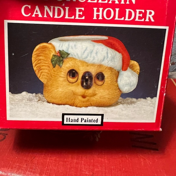 vintage porcelain Votive koala in santa hat,Christmas decor - Picture 6 of 11